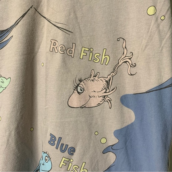 Mighty Fine Dr.Seuss One Fish Two Fish Graphic T-Shirt - Picture 5 of 13